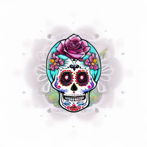 Sugar Skull Paisley And Cherry Blossoms