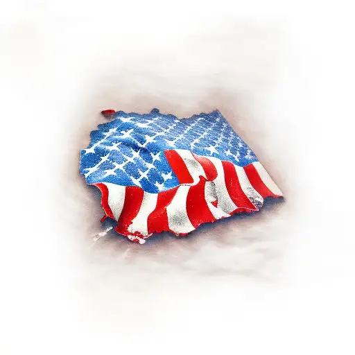 American Flag Behind Twin Towers