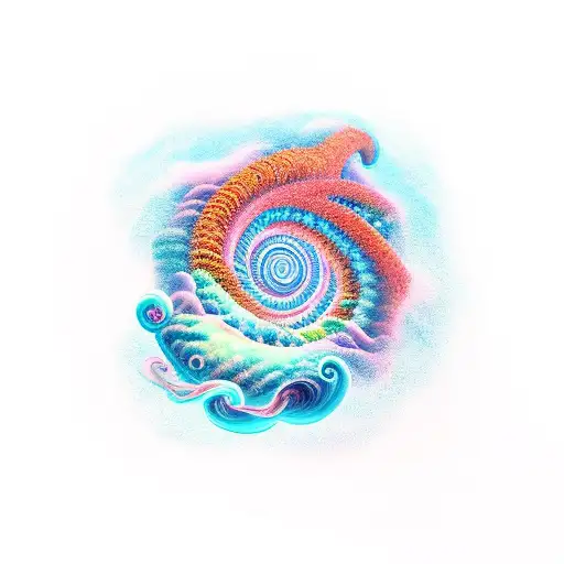 Spiral Ocean And Mountain Scene