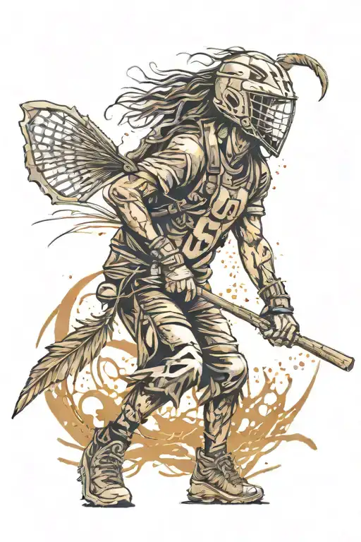 Post Apocalyptic Lacrosse Player With Feather Background
