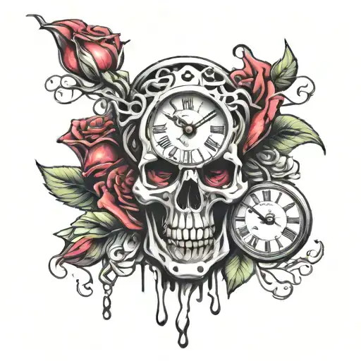 Skull Rose Clock Melting