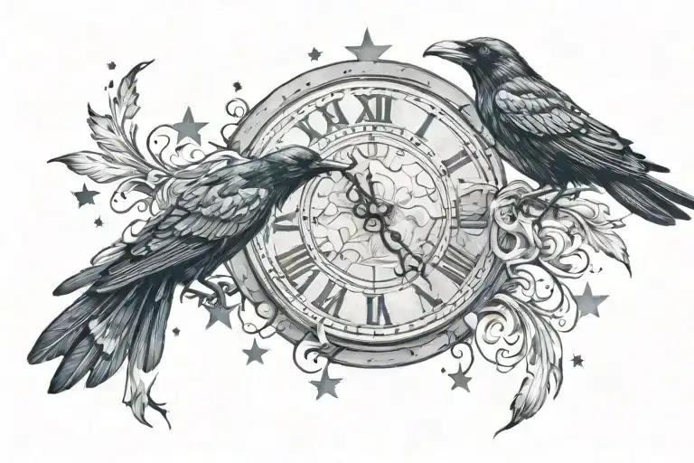 Crow Broken Clock Shooting Star Passing Through Like Air