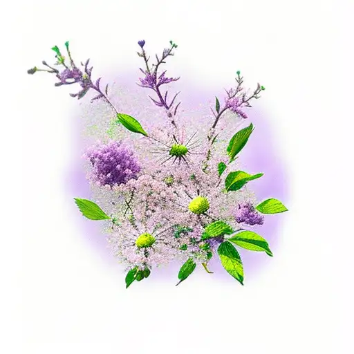 Babiesbreath Floral Tattoo In Lilac And Pink