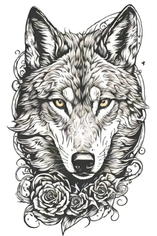 Realistic Sleeve With Wolf And Maybe Woman Face In The Forearm
