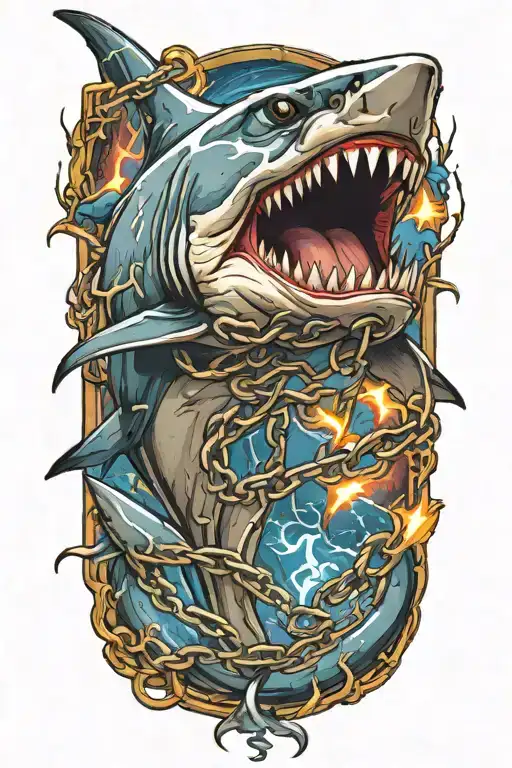 Chained Shark With Lightning