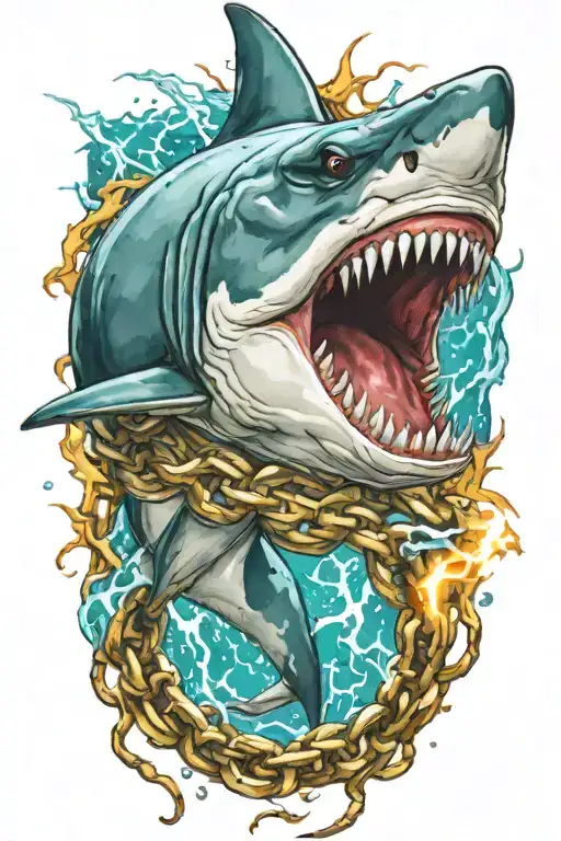 Chained Shark With Lightning