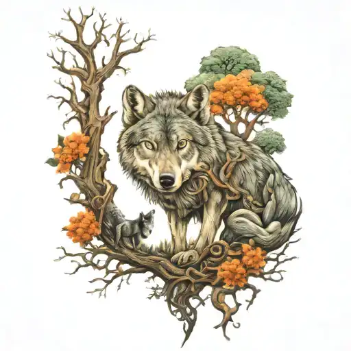 Tree Of Life And Wolf King