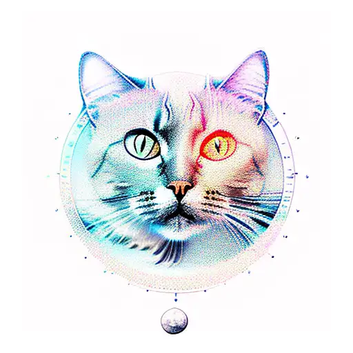 A Cat Silhouette Surrounded By Ethereal Moon Phases And Crystals