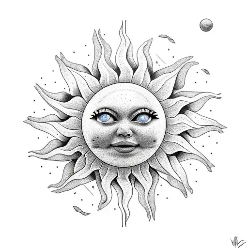 Black And White Simple Sun