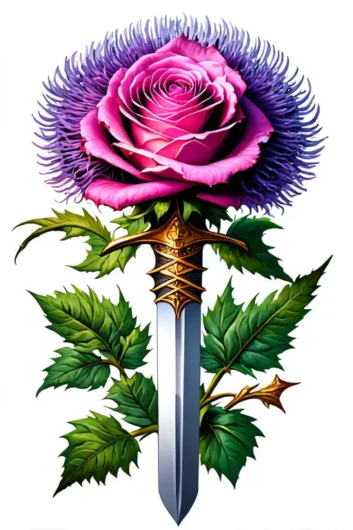 Scottish Thistle Rose Sword Wrapped