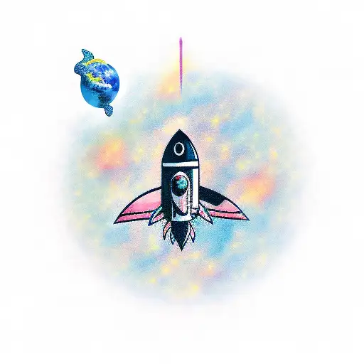 Rocket With A Background Of Space And Include Some Equations