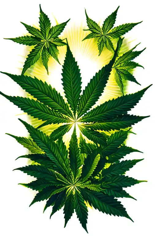 Weed Leaves With Lighting Behind It