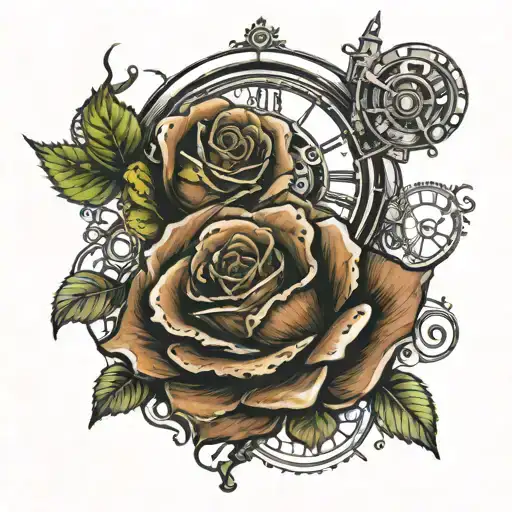Steam Punk Rose Tattoo Name Kim