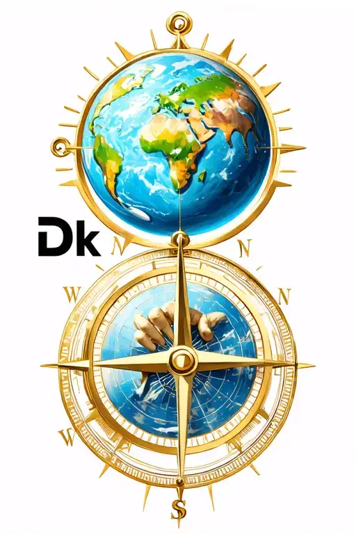 Atlas Statue Holding Earth In Front Of A Brass Compass