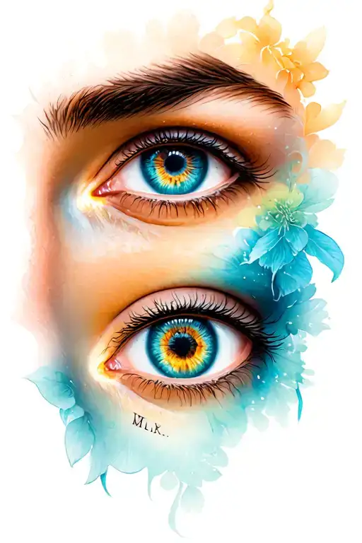 Wifes Eyes With Only Iris Colored And The Initials Mks
