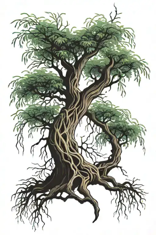 Willow Tree With Intricate Roots