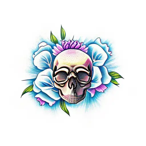 Skull With Carnation