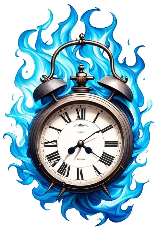 Grey Clock Blue Fire