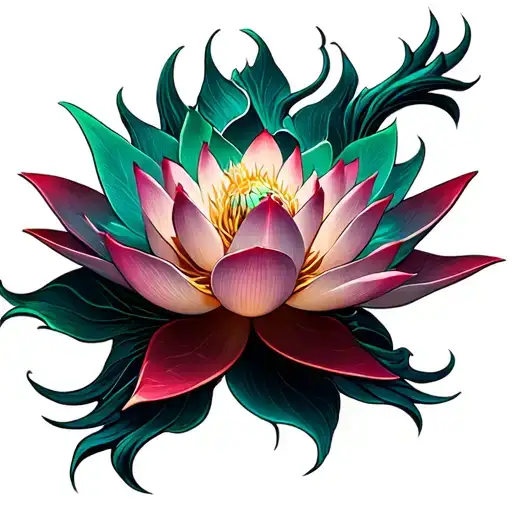 Eastern Dragao With Lotus Flower