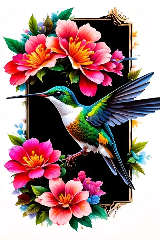 Hummingbird With Flowers