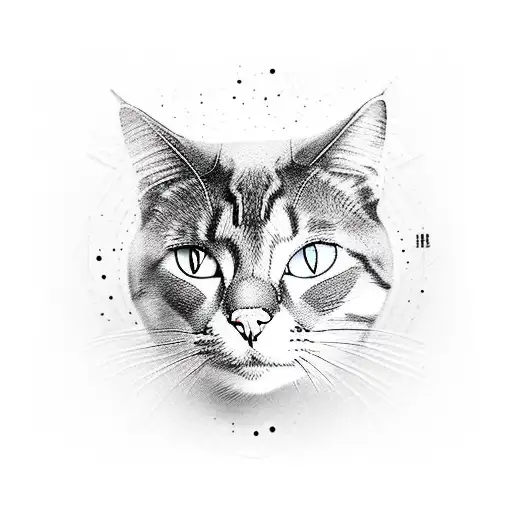 Elegant Silhouette Of A Cat In A Moonlit Garden