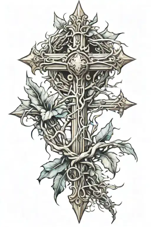 Cross With Crown Of Thorns Above It