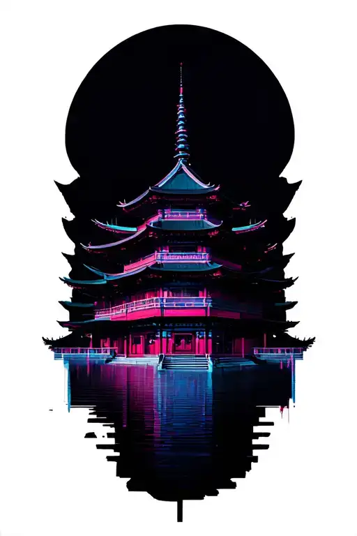 Pagoda With Glitch Effect
