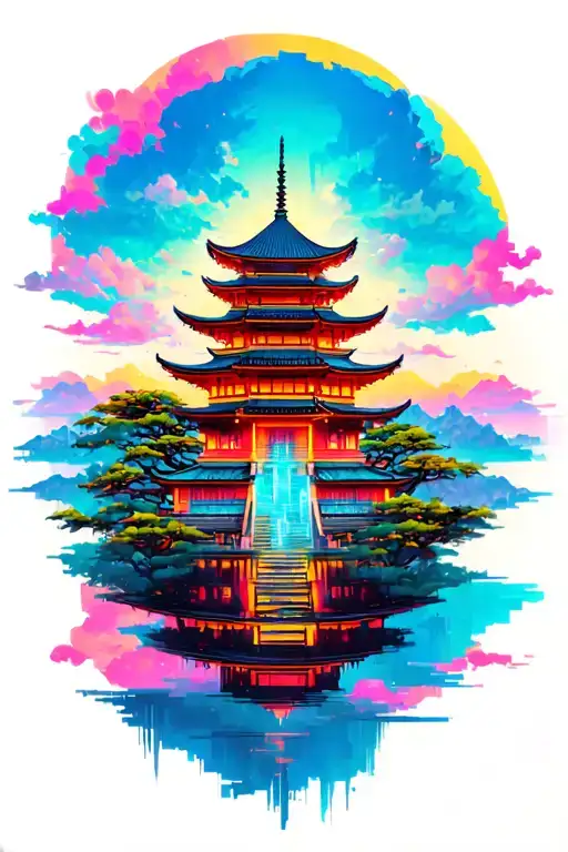 Pagoda With Glitched Center