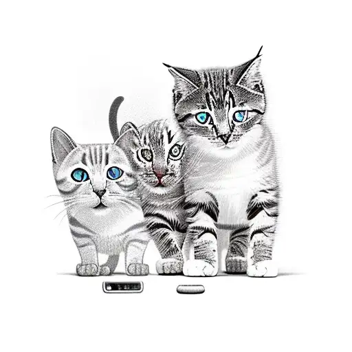 3 Cats From The Back Looking At The Sun