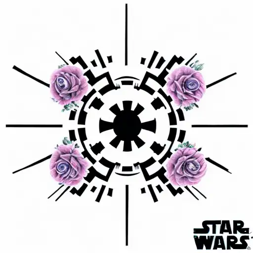 Star Wars Imperial Logo Surrounded By Flowers