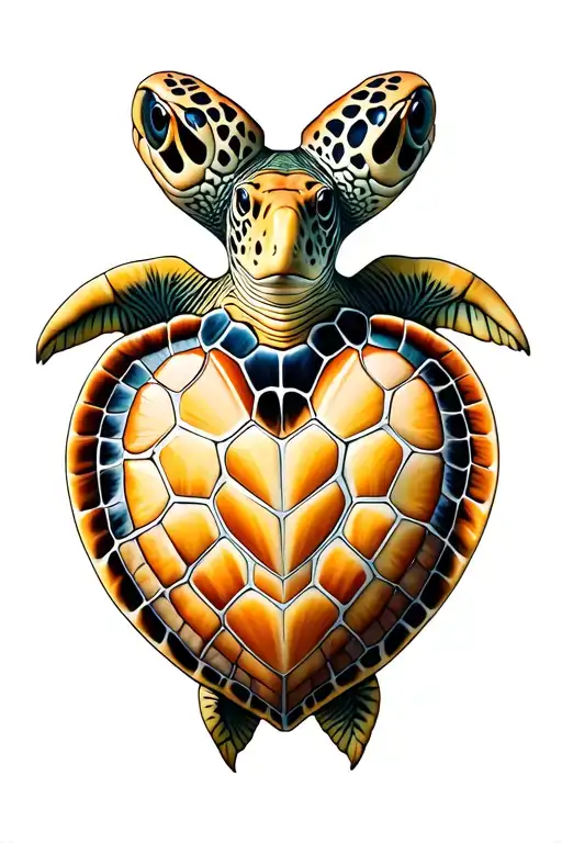Loggerhead Sea Turtle With A Heart Shaped Shell Pattern