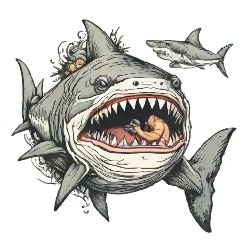 Fat Man Kissing Shark