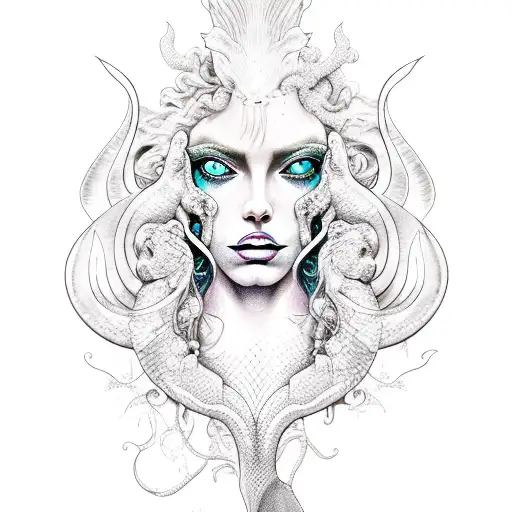 Mermaid Siren Evil Beautiful Face Body