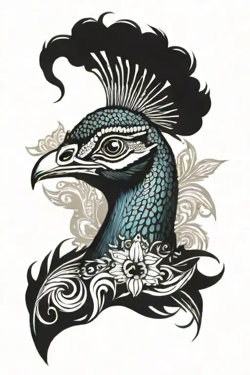Traditional Peacock Masculine Tattoo Design Inspired