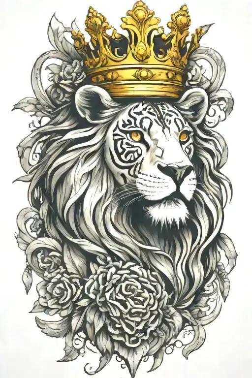 Skeleton Lion King Crown Made Of Money