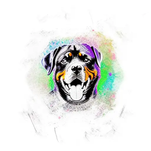 A Majestic Rottweiler Surrounded By A Vibrant Abstract Art Background