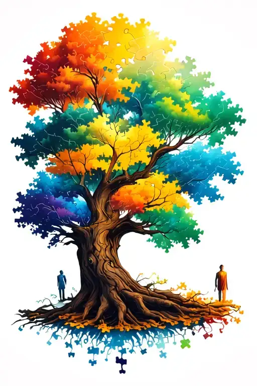 Family Tree Include Puzzle Pieces Forming