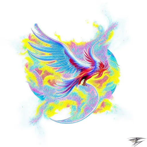 Abstract Phoenix Rising From Ashes