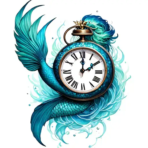 Mermaid Mixwd With Clock Inside
