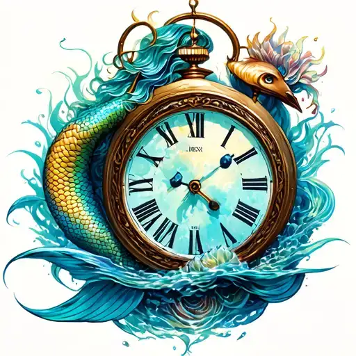 Mermaid Mixwd With Clock Inside