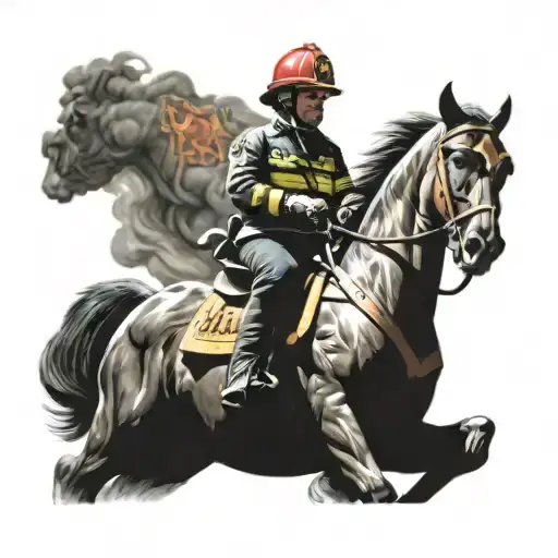Fireman With Face Riding Horse