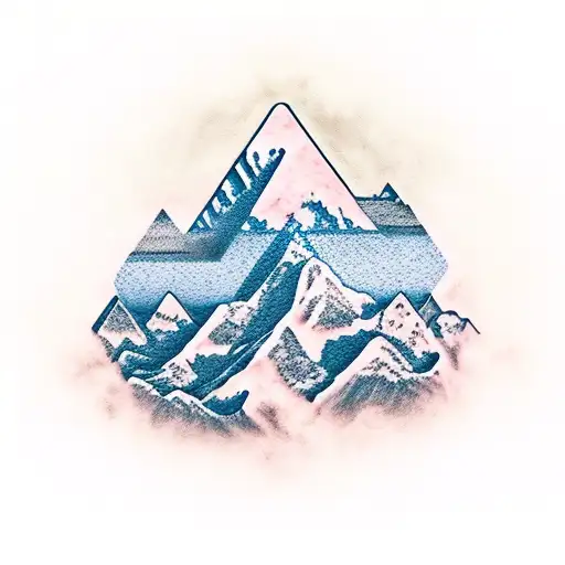 A Realistic Depiction Of A Mountain Range With A Spiraling Mystical Symbol