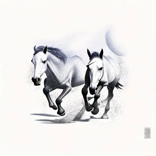 Old Horse And Young Horse Running Together