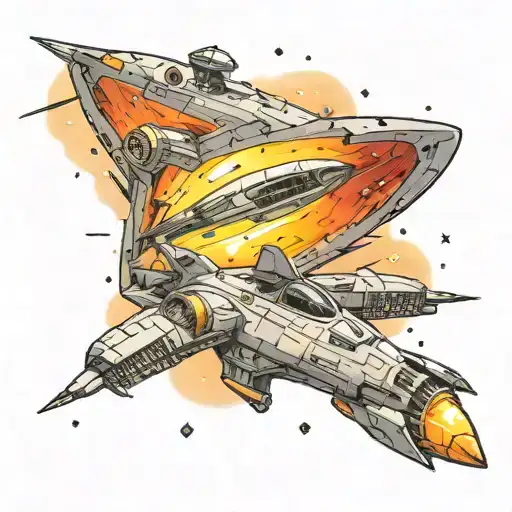 Spaceship Flying Through A Galaxy