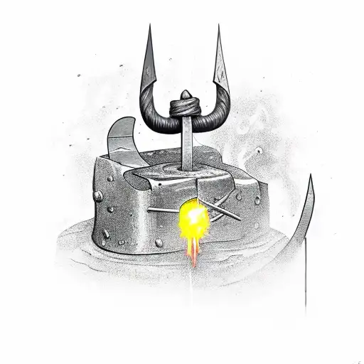 Norse Blacksmith Forging A Sword With Sparks Flying From The Hammer Strike