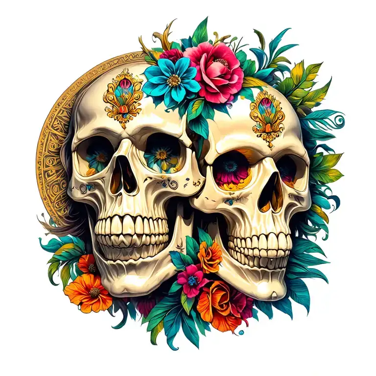 The Golden Ratio And Devine With Also Mexican Skulls