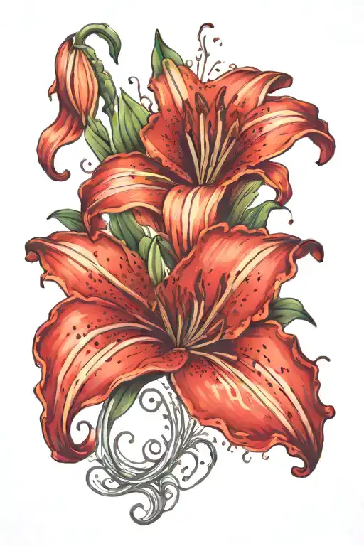 Red Lily Flower Drooping Down