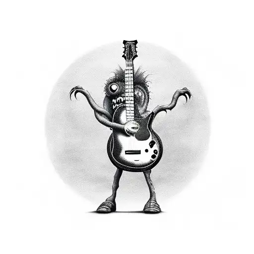 Terrified Monster Playing Guitar