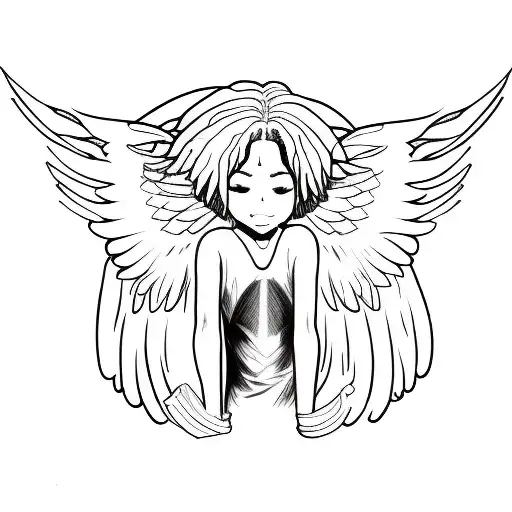 African American Angel With Locs And Wings In An Anime Style