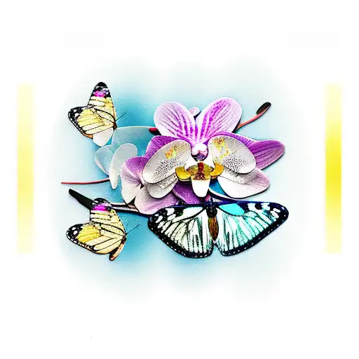 Butterfly And Orchid Collage Representing Favorite Things